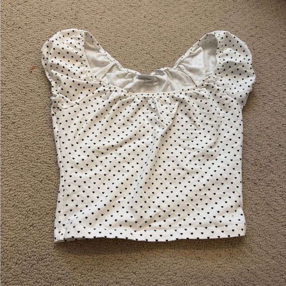 Sunday Best White and Black Heart Dot Blouse